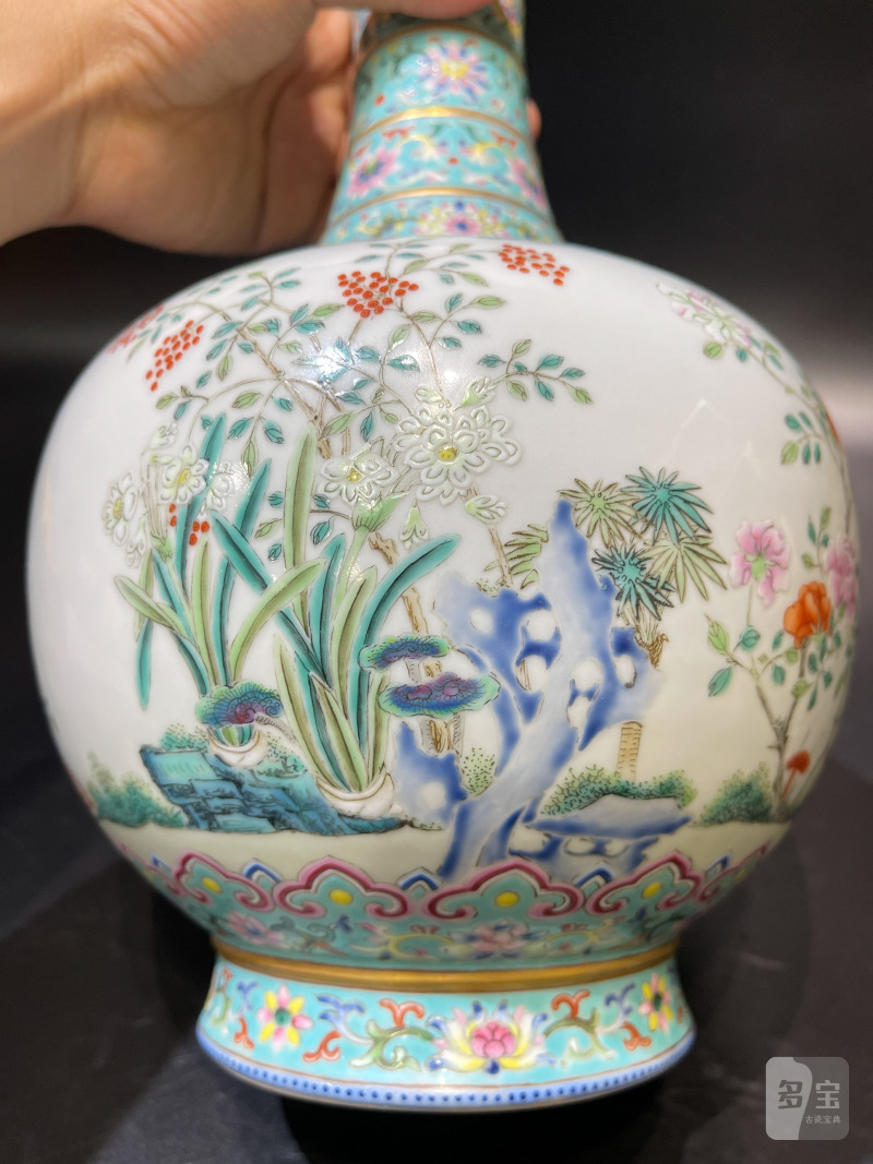 清嘉庆 翡翠地洋彩三羊开泰尊 - 图20